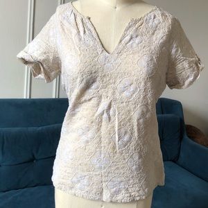 Vinyard Vines linen embroidered top XS